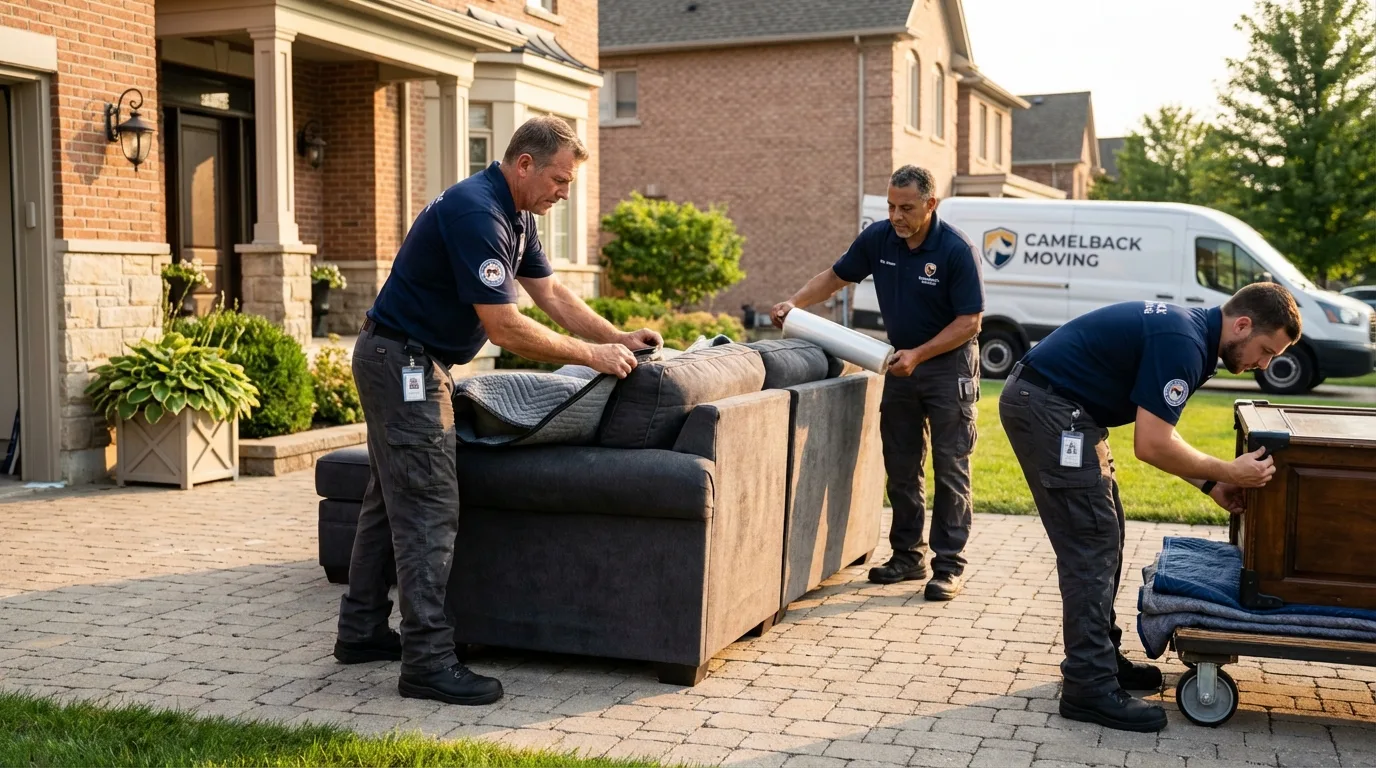 Large estate moving crew wrapping furniture in Greensboro, GA