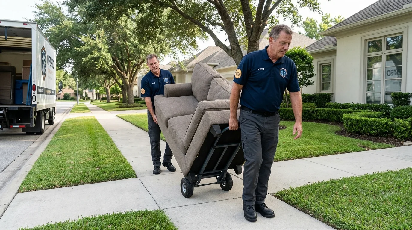 Local residential moving crew loading furniture in Greensboro, GA